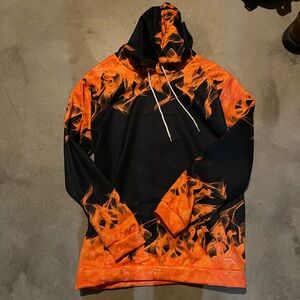 Flame Pattern Black and Orange Men's Hoodie